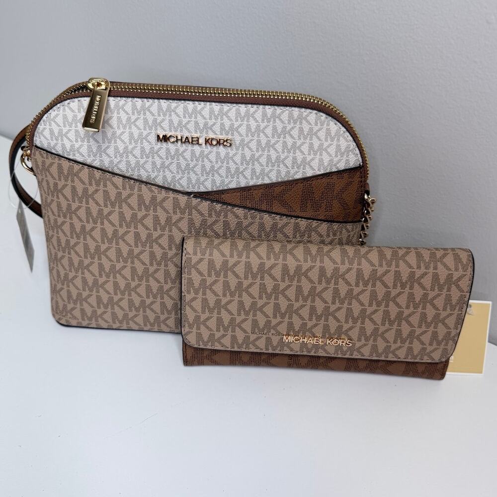 MICHAEL KORS Jet Set Travel Dome Crossbody & Wallet Bundle NWT